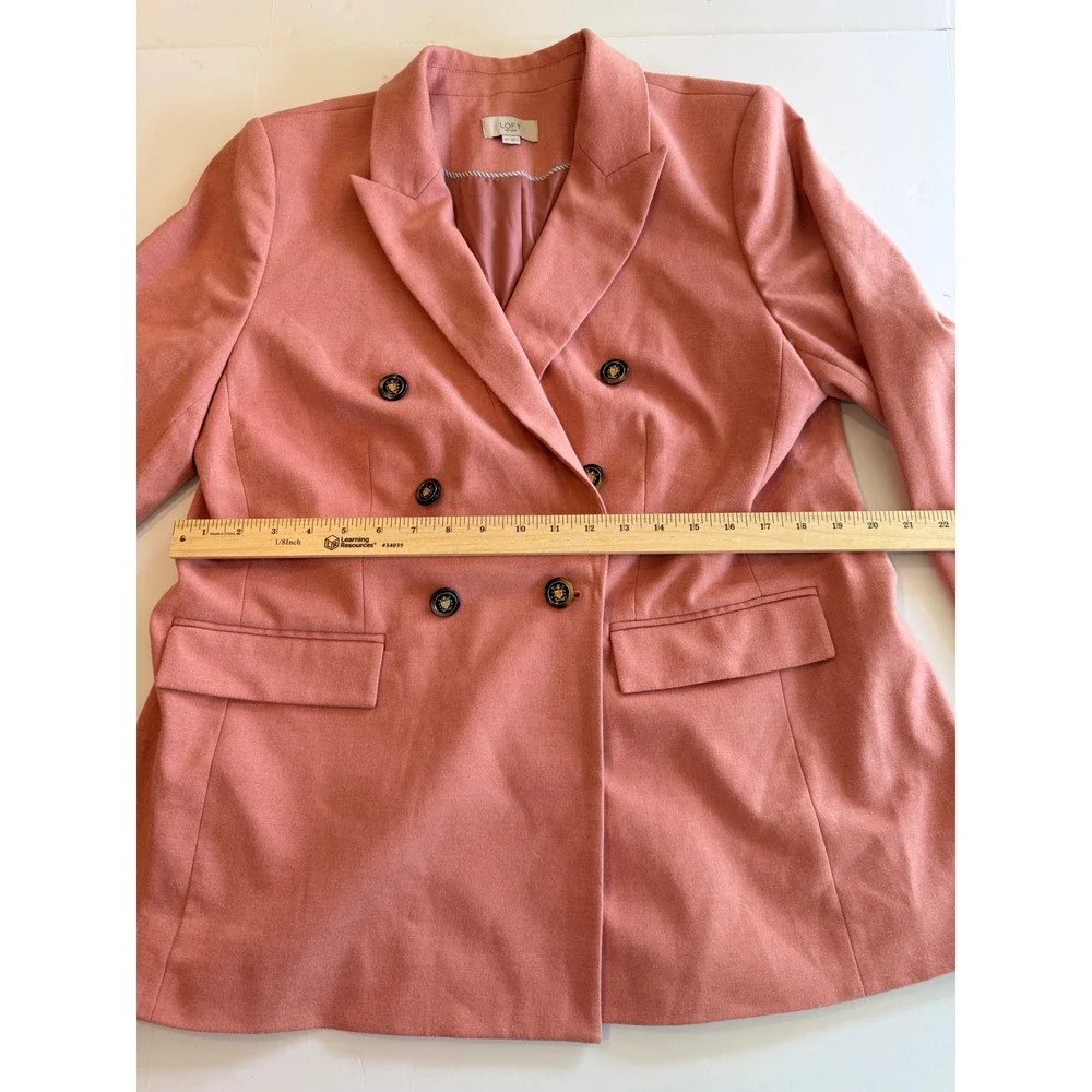 Loft Petites Rose Pink Double Breasted Crest Button‎ Blazer Jacket 16P